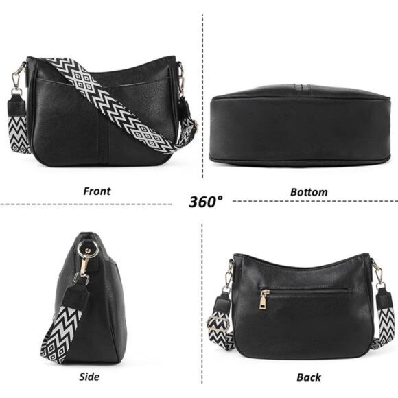 Vegan Leather Hobo Bag for Women Black - Picture 6 of 6